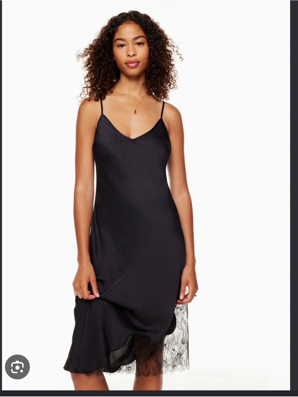 Wilfred NWT Black Lace-Trim Slip Dress
